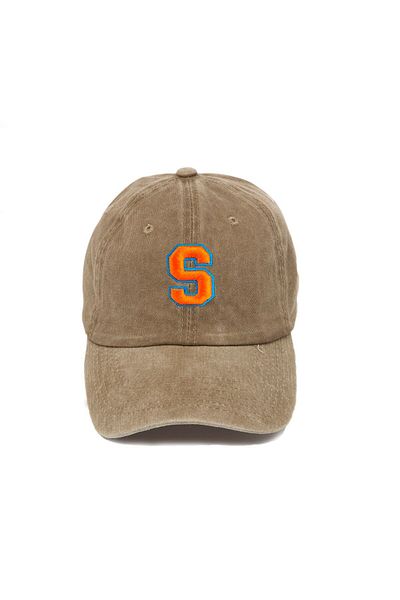 ŞapkaMania S College Letter Washed Baseball Cap