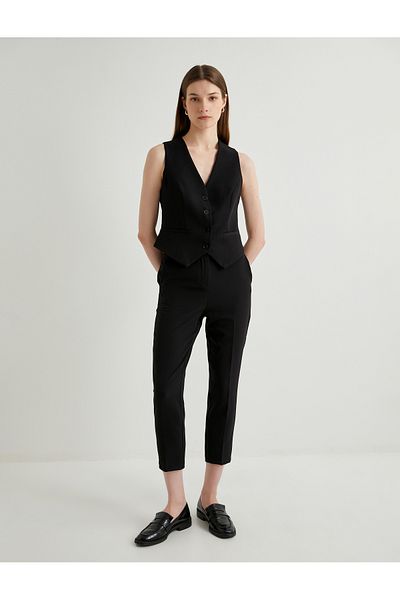 Koton Cigarette Fabric Trousers Regular Waist Pocket Detail