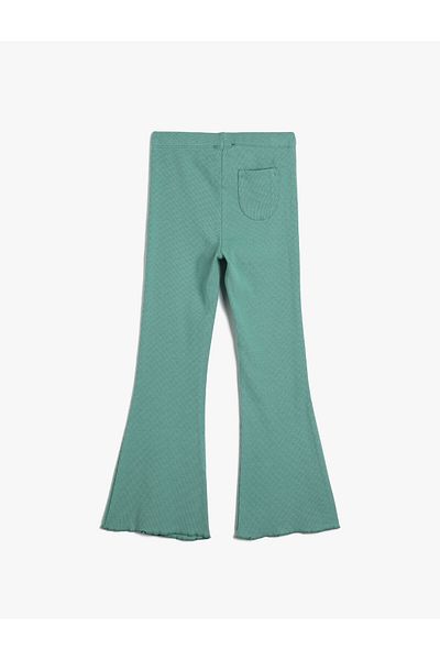 Koton Basic Flare Leg Trousers Elastic Waist Corduroy Cotton