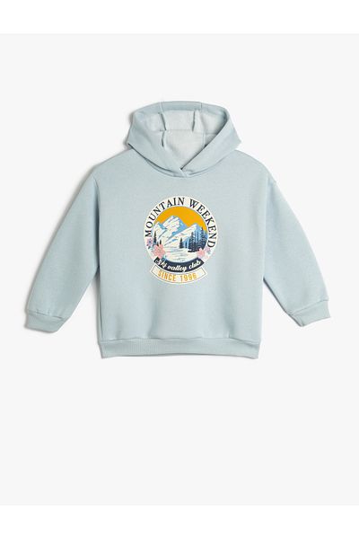 Koton Kapuzen-Sweatshirt mit Print-Detail, langen Ärmeln und Band