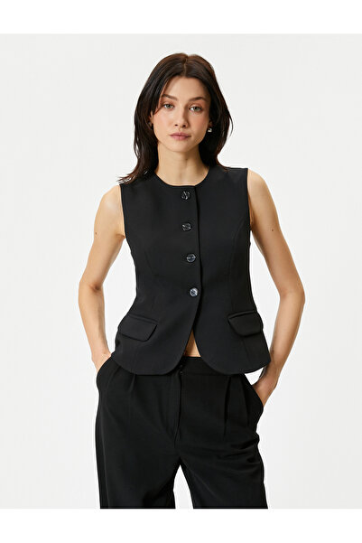 Koton Klasik Yelek Düğmeli Kapaklı Cepli Düğmeli