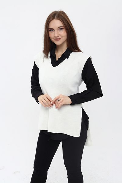 MA ananas Women's V-Neck Belted Long Knitwear Sweater