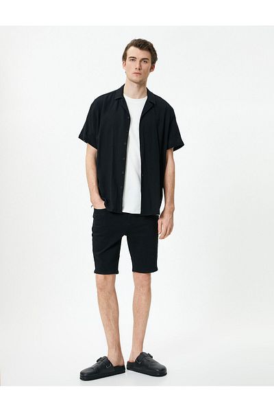 Koton Slim Fit Bermuda-Jeansshorts – mit Knöpfen und Taschen