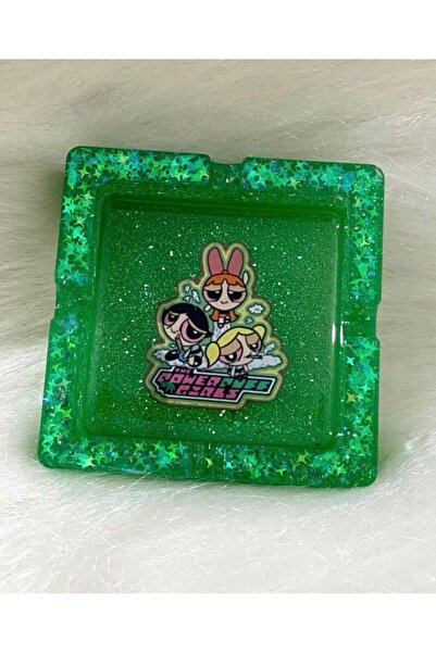 Milo Art Powerpuff Girls Yeşil Parlak Epoksi Küllük Kül Tabağı