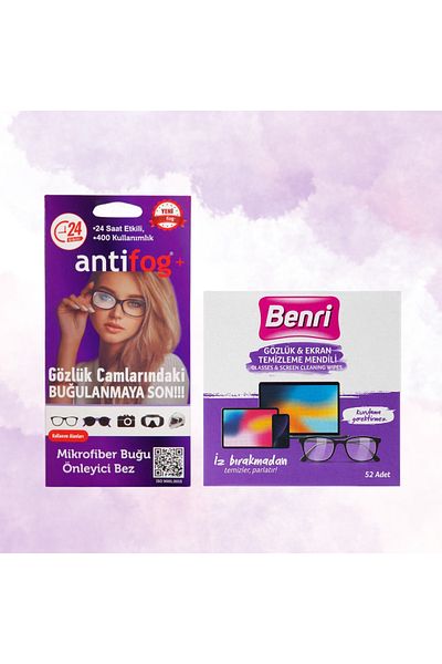Benri 52Pcs Antifog Microfiber Glasses and Screen Cleaning Wipes - Anti-Fog Cloth Set of 2