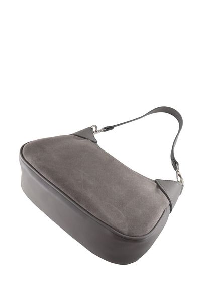 HFKY Τσάντα ώμου 01 Model Grey από πραγματικό δέρμα