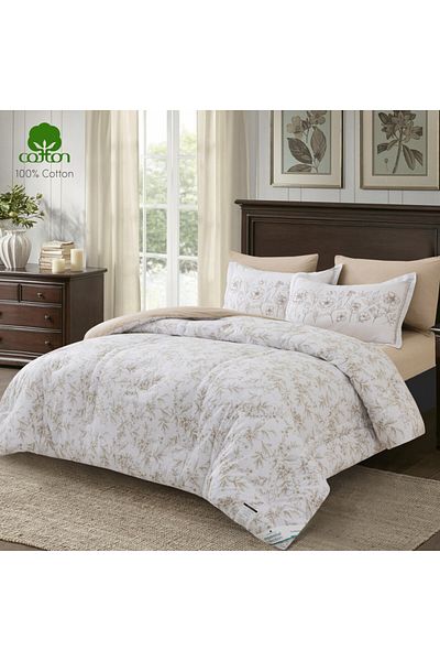 Donetella Cotton Floral Comforter Sets, 6 - Piece Fits 260 x 240 Cms King Size