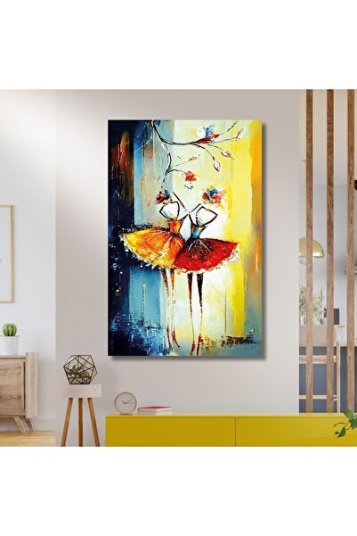 Single Vertical Canvas Painting Quality Dancing Ballerina Girls