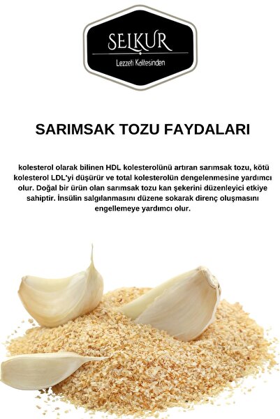 SELKUR Sarımsak Granül 200gr -yerli Ürün-organik & Lezzetli Ince Kıyım