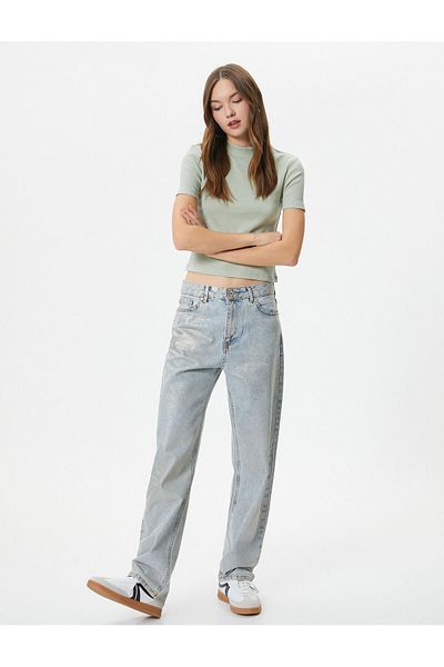Koton Turtleneck Crop T-Shirt Slim Fit Short Sleeve Camisole Cotton