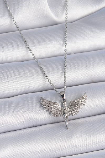Skygo 316L Steel Chain Silver Color Zircon Stone Angel Model Women's Necklace - Tj-Bko9378