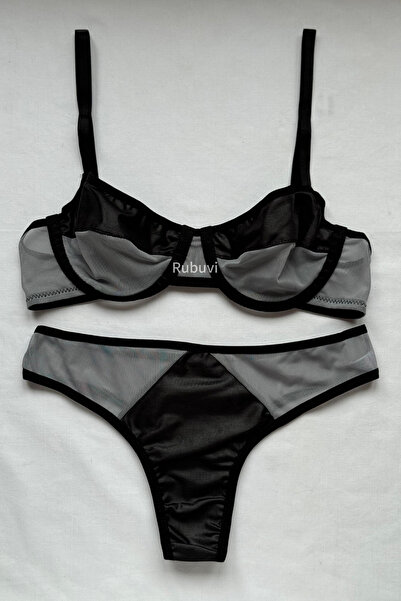 Rubuvi Gray Women's Bralet and Panty Bra Set - Without Micro Support and Padding