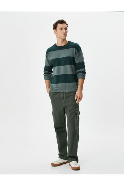 Koton Knitwear Sweater Crew Neck Color Block Long Sleeve