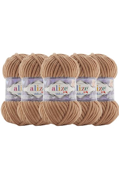 Alize Συσκευασία 5 Velluto Hand Knitted - Κωδικός χρώματος: 429-Deve-tuyu- 100 Gr. 9 Μ. Σχοινί πλεξίματος δακτύλων