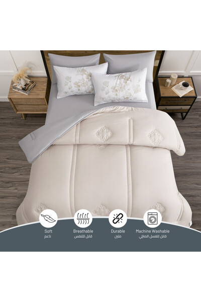 Donetella 4-Piece Comforter Set – Single Size 170x230 cm, Microfiber, Digital Quilted 350 Gsm Filling