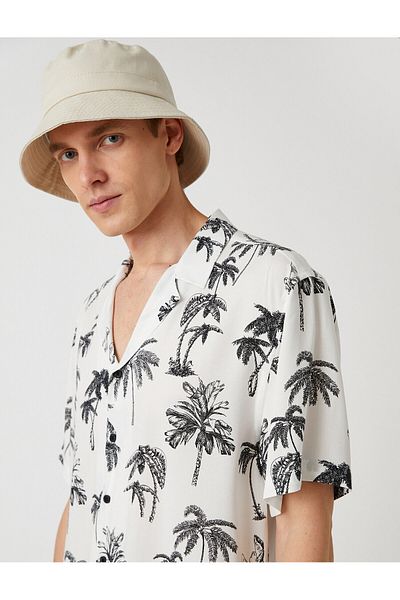 Koton Palm Tree Patterned Short Sleeve Shirt