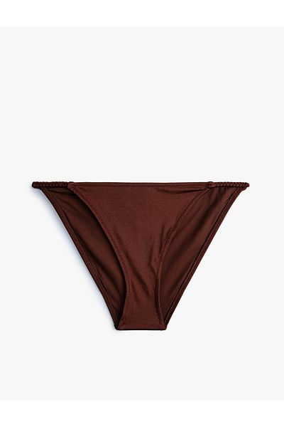 Koton Bikinihose mit Zopfmuster und Seildetail – seitlich gefüttert, Standardtaille