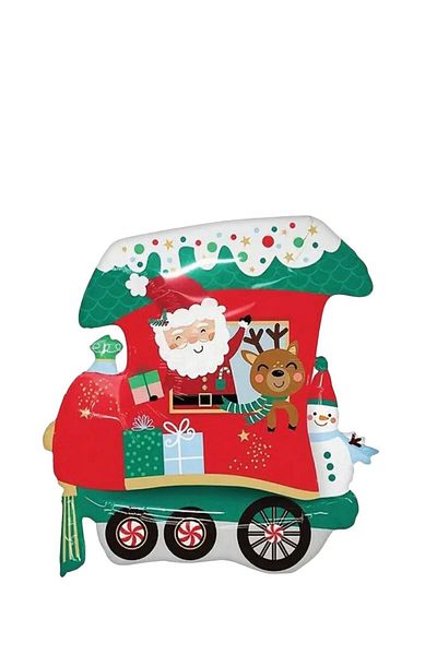 Bkmc New Year Train Santa Claus Deer New Year's Foil Balloon 66X60 cm