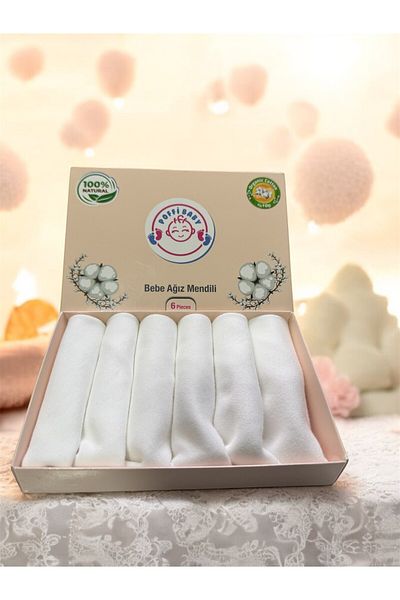 poffibaby Organic Cotton Set of 6 White Color Baby Mouth Wipes