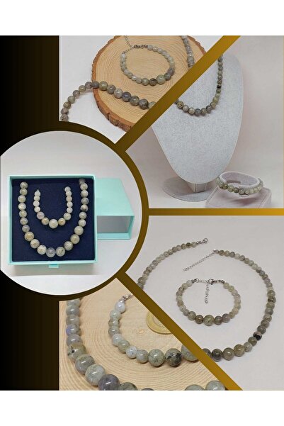 Yasamtohumu Набір намиста та браслета з каменем лабрадорит серії Galaksi