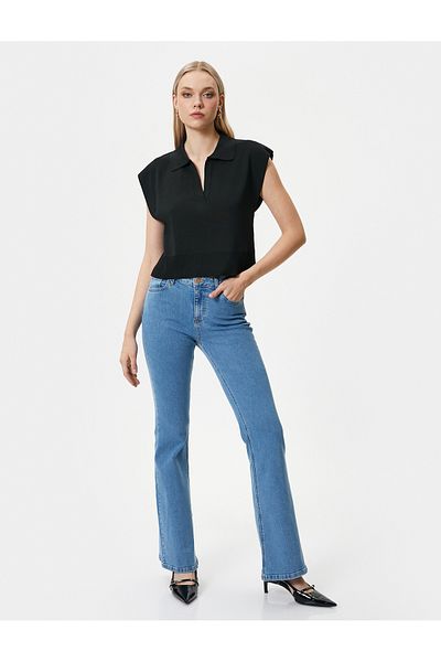 Koton Blugi cu picior spaniol din bumbac extensibil - Blugi slim și buzunar