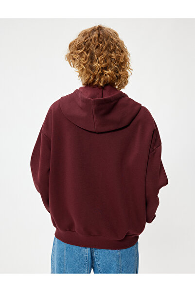 Koton Φούτερ με φερμουάρ Star Embroidered Oversize - Τσέπη καγκουρό