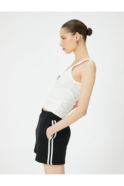 Koton High Waist Pocket Mini Shorts - Side Stripe Detail