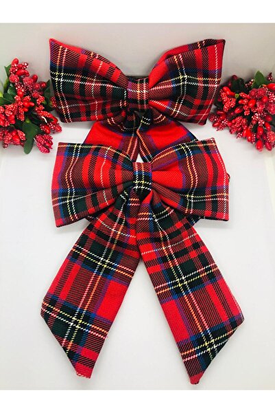 İnDerin مشبك شعر بفيونكة حمراء كبيرة الحجم - مجموعة من قطعتين للعطلات والمناس...