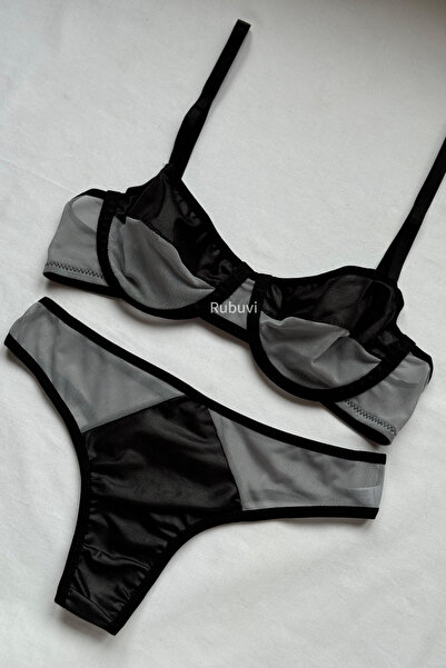 Rubuvi Gray Women's Bralet and Panty Bra Set - Without Micro Support and Padding