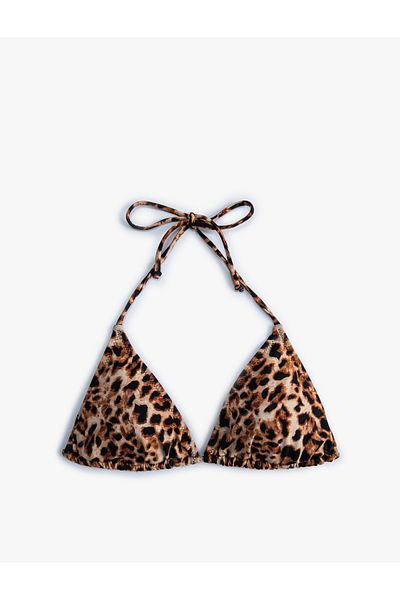 Koton Triangel-Bikinioberteil mit Leopardenmuster