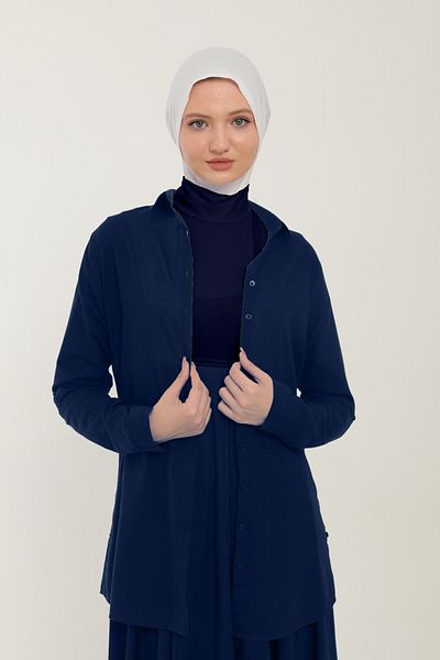 Sonbaharmoda Γυναικείο εσώρουχο Navy Blue - Γιακάς με μανίκια, ζιβάγκο, μηδενικό μανίκι, ελαστικό στο πλάι