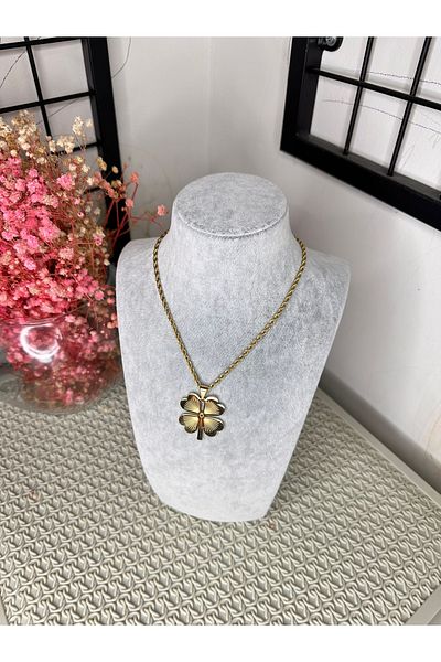 Çelik Lydiam Steel Clover Necklace