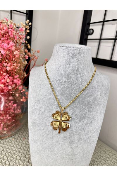 Çelik Lydiam Steel Clover Necklace