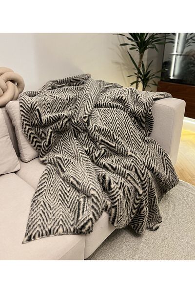 sevaradekor Husa de pluș Husa de canapea anti-alunecare Husa de canapea cu model dungi 200 X 75 Cm