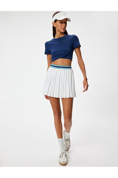 Koton Slim Fit Crop Sports T-Shirt - Crew Neck, Layered Short Sleeve