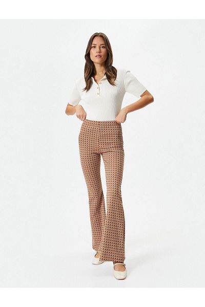 Koton Flare Leg Trousers Standard Waist