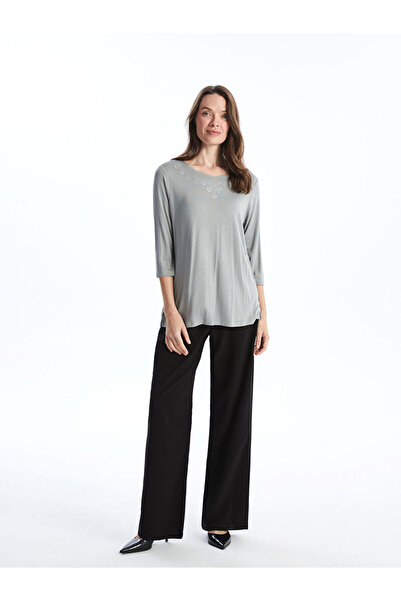 LC Waikiki Γυναικεία μπλούζα LCW με λαιμόκοψη σε σχήμα V Shiny Stone με τύπωμα