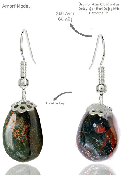 Erilsa Amorphous Model Certified Heliotrope Stone Earrings - Raw Blood Stone