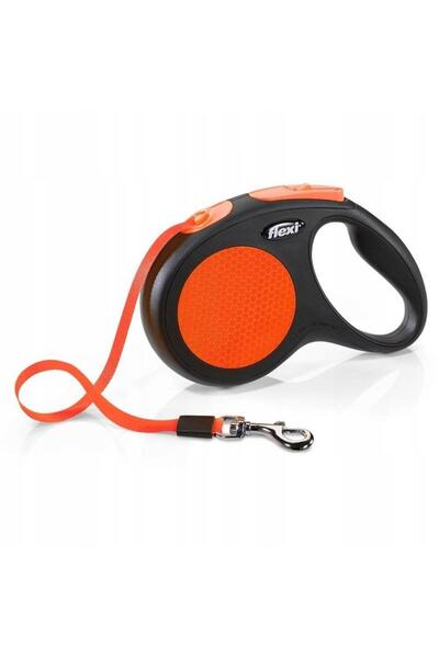 Flexi Neon Turuncu Otomatik Şerit Tasma Medium 5 Mt 25 Kg