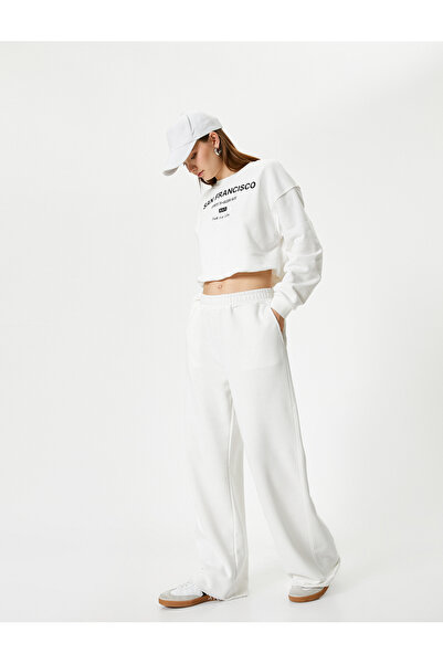 Koton Παντελόνι με φαρδύ πόδι με τσέπες και ελαστική μέση