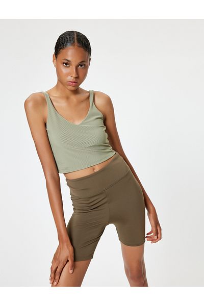 Koton V-Neck Covered Slim Fit Sports Bra