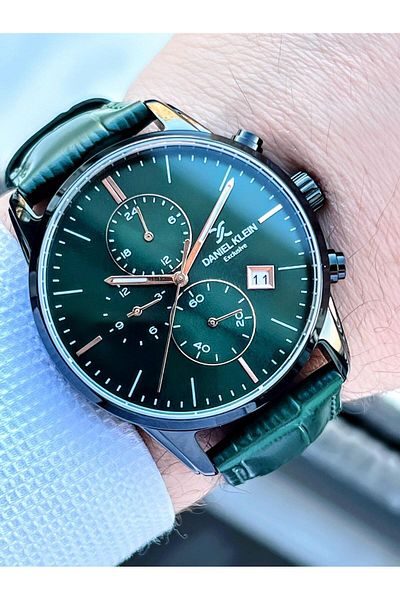 Daniel Klein Men Wrist Watch with 3 Atm Leather Band - for Engagement and Groom, Active Inner Gauges Edk.13834-6