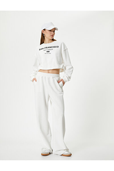 Koton Παντελόνι με φαρδύ πόδι με τσέπες και ελαστική μέση