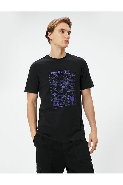 Koton Anime T-Shirt Crew Neck Βαμβακερό κοντό μανίκι