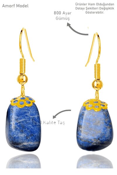 Erilsa Gold Color Amorphous Model Raw Sodalite Stone Earrings - Certified