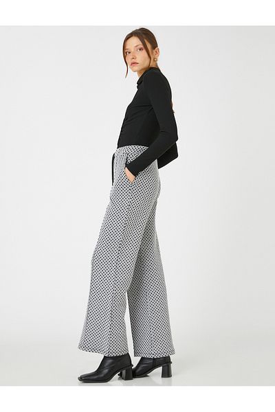 Koton Pantaloni crop cu picior lat, cu cravată în talie
