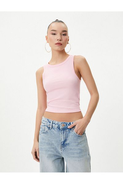 Koton Basic Crop Athlete Crew Neck pamut bordázott