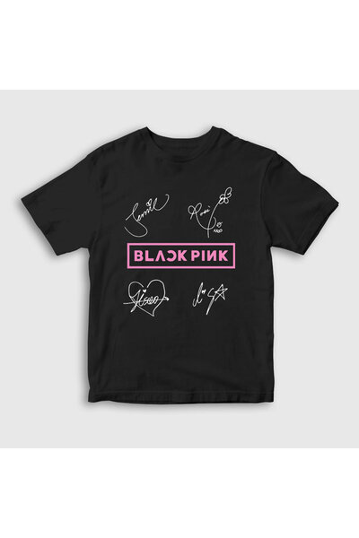 Presmono Unisex dečji crni znakovi Blackpink T-shirt 19643tt