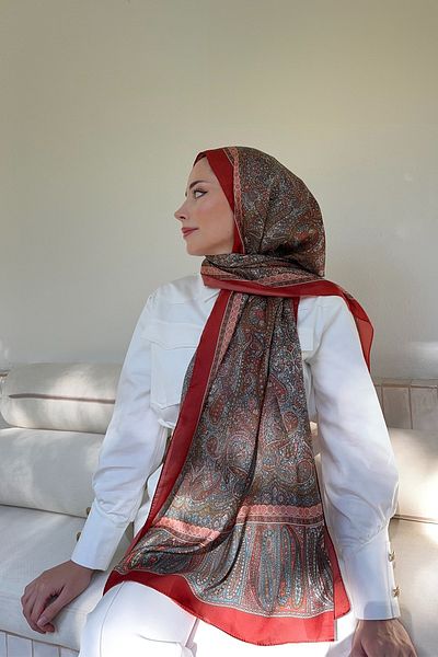ARMANDA Ethnic Voile Vintage Pattern Shawl - Tile