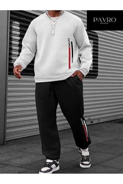 PAVRO Oversize Sweatshirt Jogger Set - Crew Neck, Raised Future